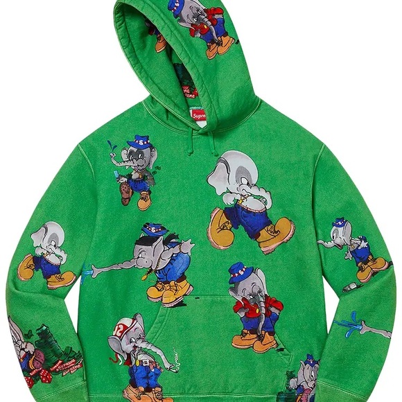 Supreme Green Elephant Print Hoodie used once! - Picture 1 of 5